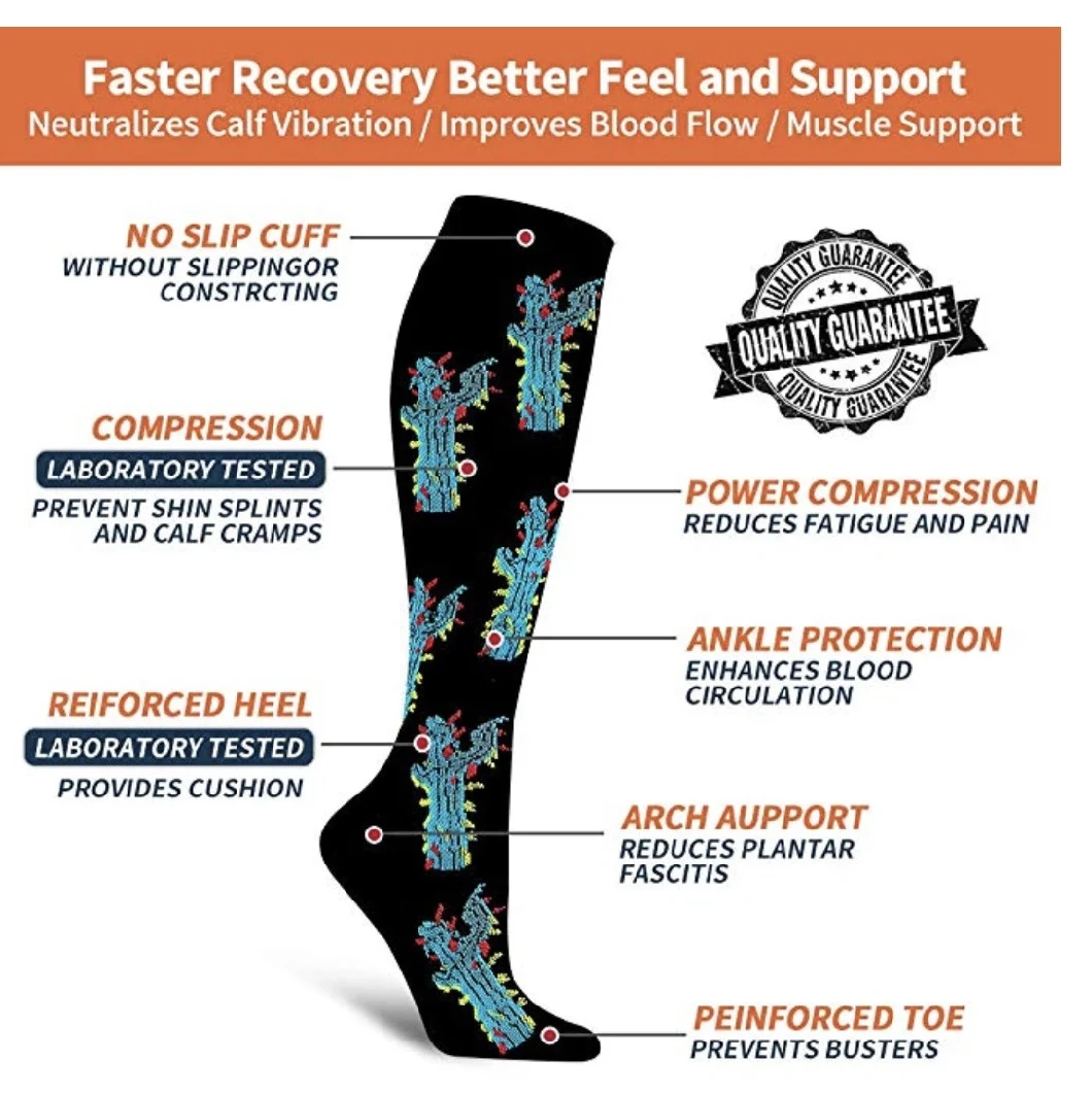 Compression Socks for Women Men Knee High Fun Stockings for Running Sports Socks Athletic Socks