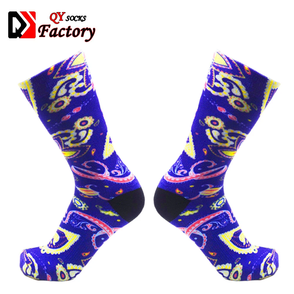 360 Degree Seamless Full Printing Bamboo Crew Socks 3D Print Sublimation Blank Sport Socks