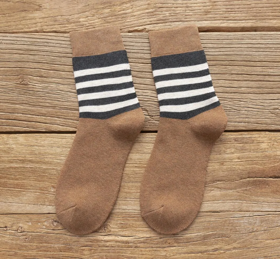 Men's Terry Socks Plus Velvet Thick Striped Tube Socks