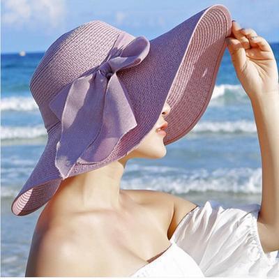 Ladies Elegant Big Brimmed Hat Summer Straw Hat Beach Hat