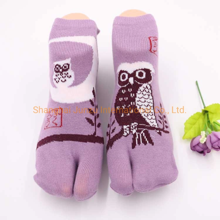 Wholesale Women 2 Fingers Toe Socks Colorful Knitted Cotton Ankle Socks Funny Tabi Socks