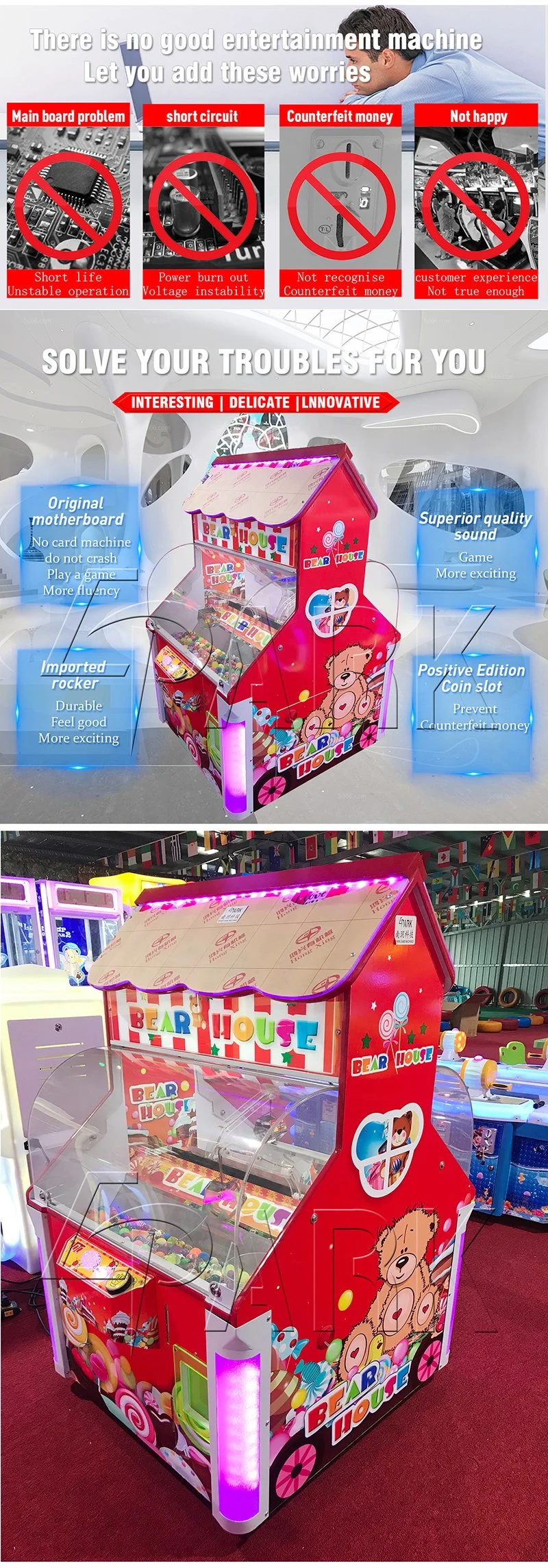 Coin Operated Sweet Candy House Arcade Game Gift Vending Machine