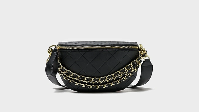 Women Chest Bag Trend One-Shoulder Cross-Body Bag PU Chain Belt Bag