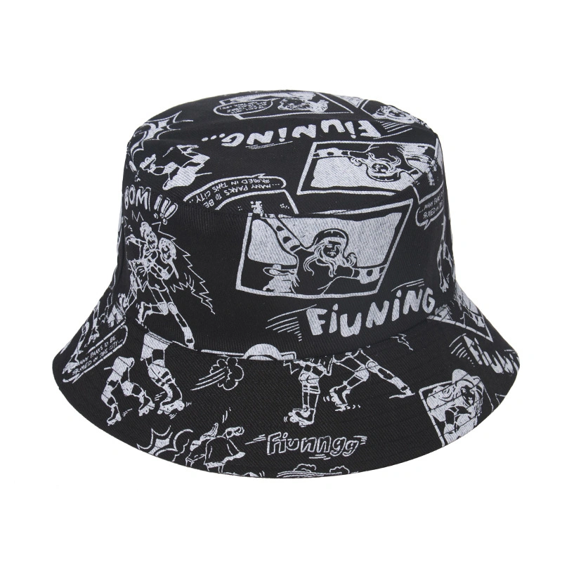 Comic Cartoon Character Print Basin Hat Sunscreen Outdoor Couple Fisherman Hat