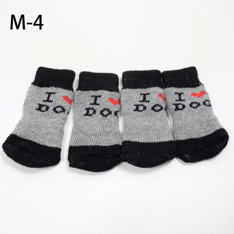 Pet Dog Autumn and Winter New Cotton Socks Wool Socks Paw Print Non-Slip Bottom