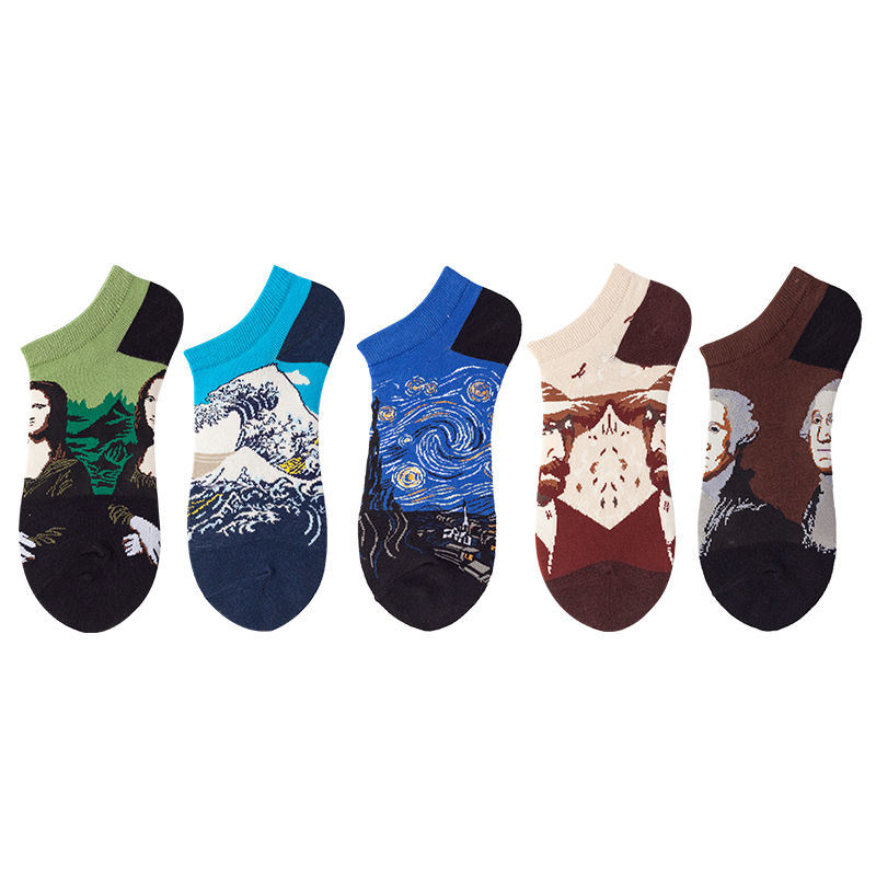 Low Cut Men Ankle Sock Series Men's 5-Pairs Cool Colorful Fancy Novelty Low Cut Ankle Sock