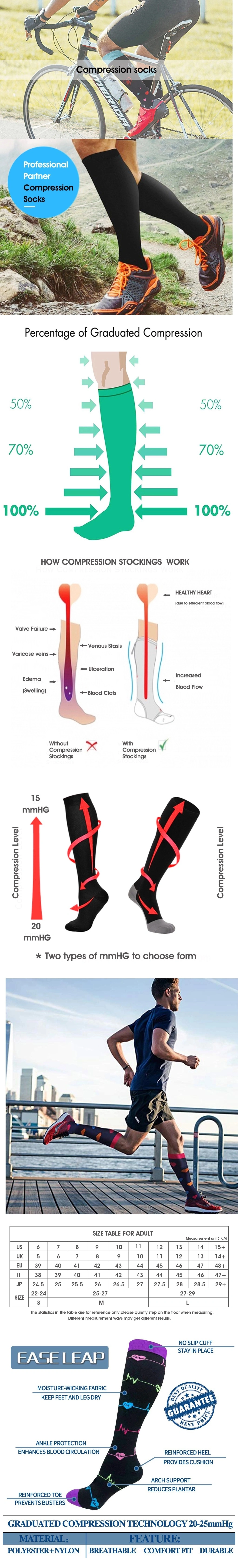 High Knee Compression Socks Sports Socks Running Athletic Socks