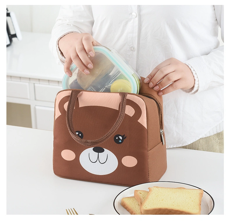 Fashion Oxford Customized Cartoon Bear School Lunch Bag Kids Lunch Bag Insulated Lunch Bag with Zipper