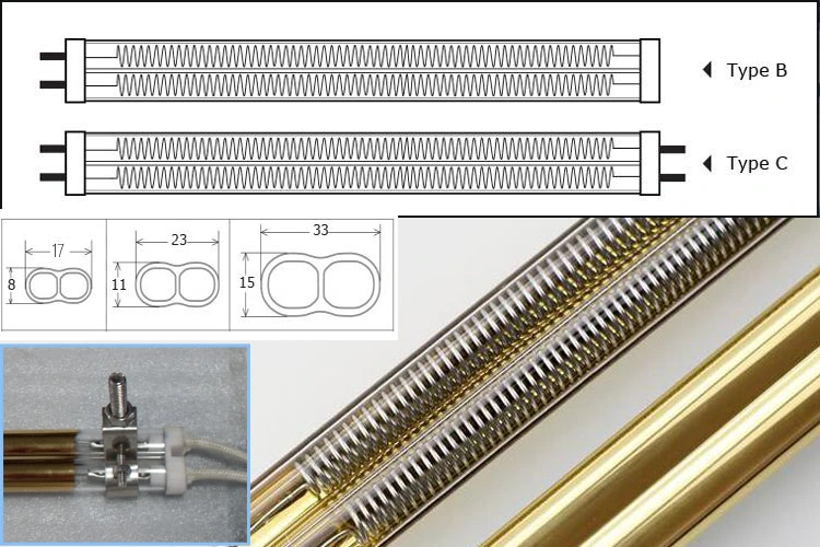 Twin Tube Infrared Heater IR Emitters Quartz Infrared Lamp for Speedmaster 102