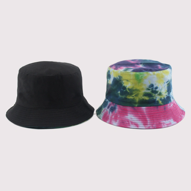 Double-Sided Wear All Season Tie Dyed Fashion Bucket Hat Men and Women's Outdoor Sunscreen Random Dyeing Reversible Bucket Hat Men's Fishing Hunting Casual Hat