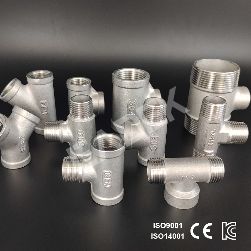 Ss Stainless Steel Thread Reducing Tee Outlet Water Pipes Fitting