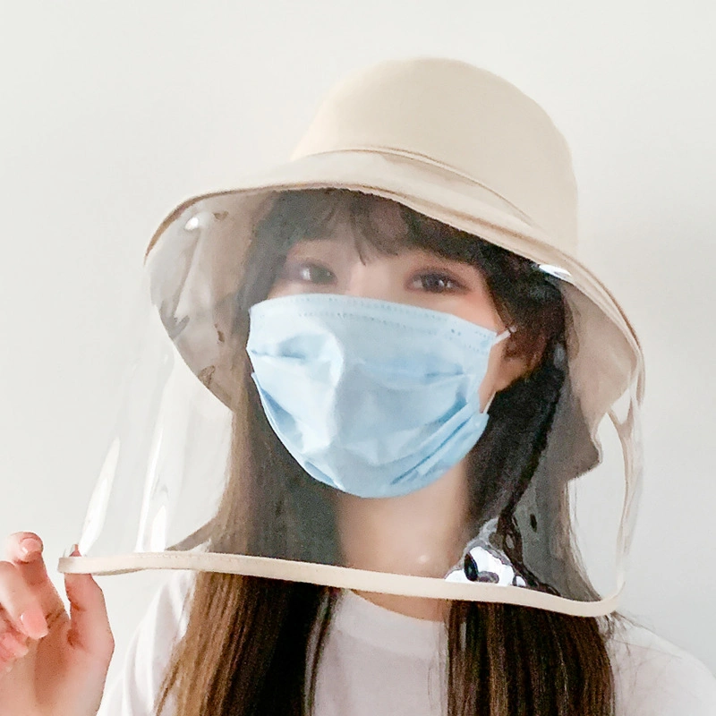 New Fashion Fisherman Hat with Face Shield for Women Removable Clear Full Face Shield Anti Saliva Outdoor Sun Hat Bucket Hats