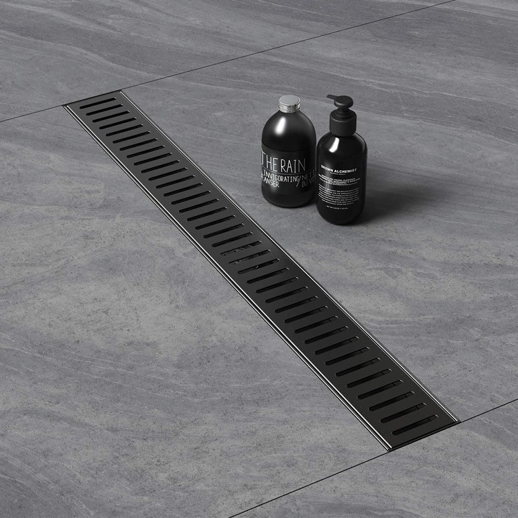 24 Inch Matte Black Color Linear Floor Drain Trench Shower Drain