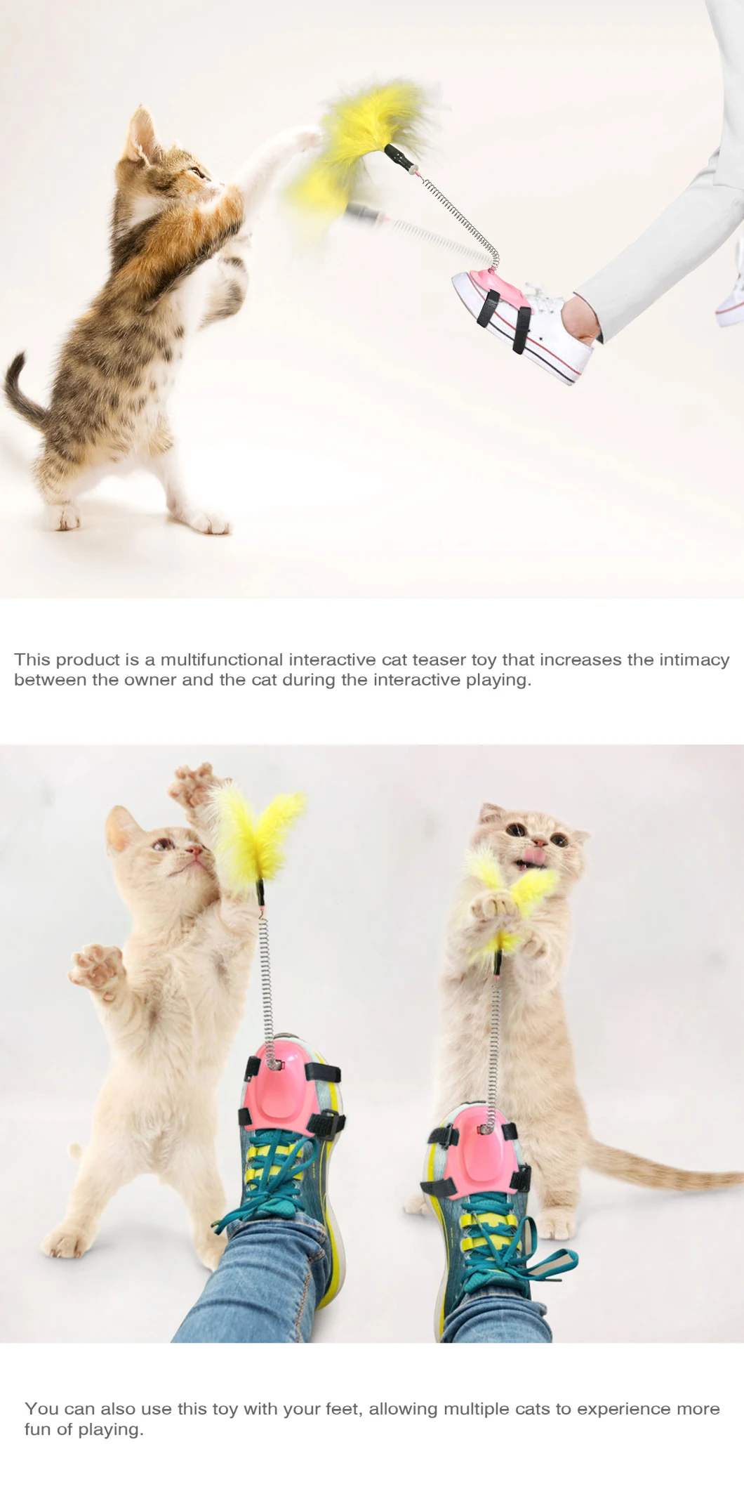 Wholesale Pet Products Factory Funny Fixed to The Foot Cat Toys with Feather