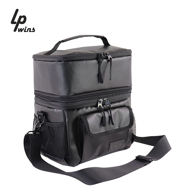 Double Decker Insulated Cooler Bags Lunch Box Food Picnic Bag Cooler Tote Handbags for Men Women