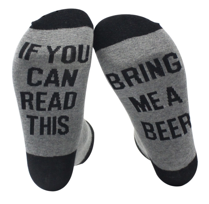 Funny Saying Knitting Word Combed Cotton Crew Wine Coffee Beer Socks for Men Happy Funny Socks