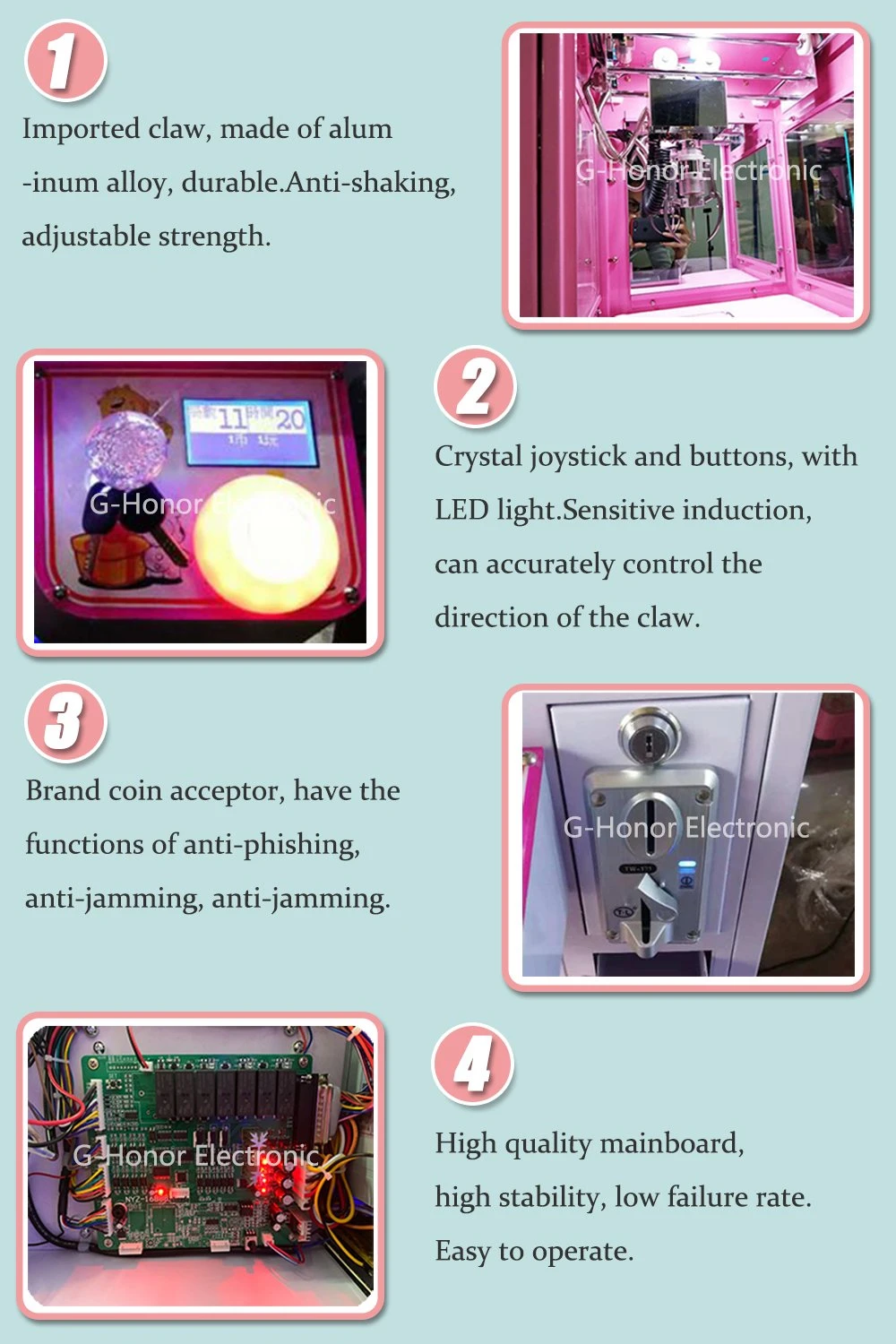 Mini 2 Players Coin Operated Plush Toy Claw Machine Arcade Gift Vending Machine Arcade Game Machine Arcade Claw Crane Machine for Shopping Mall
