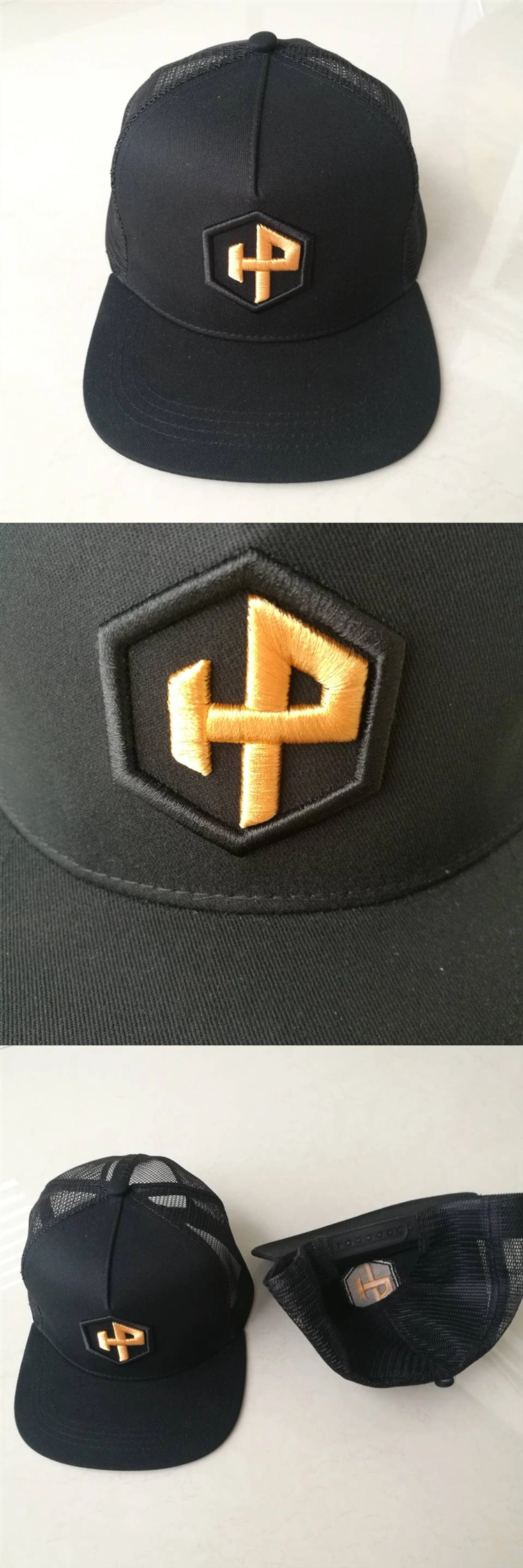 Custom 3D Embroidery Logo Flat Bill Snapbak Trucker Mesh Hat