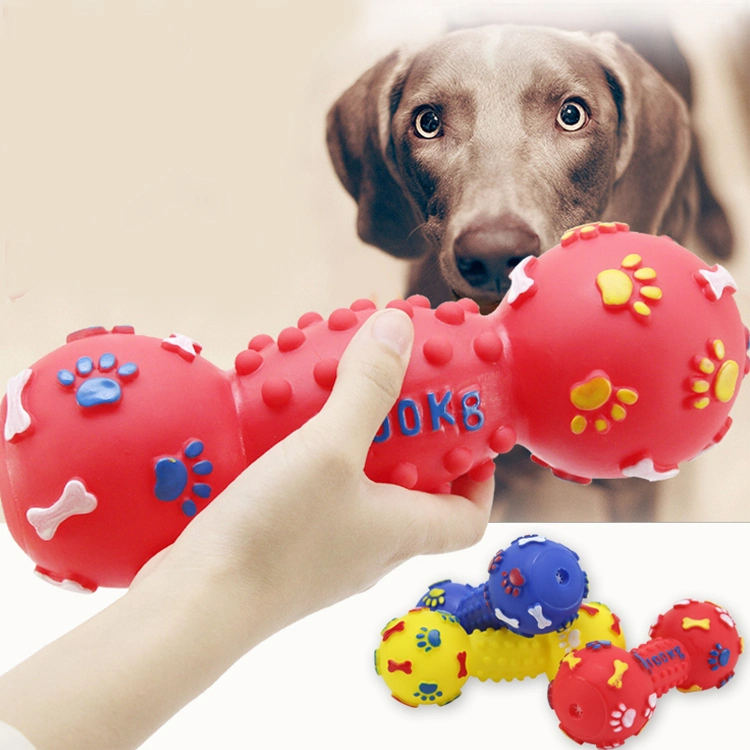 Luxury Pet Dog Toys Colorful Dumbbell Shaped Squeeze Cute Faux Bone Squeaky Dog Chew Toy