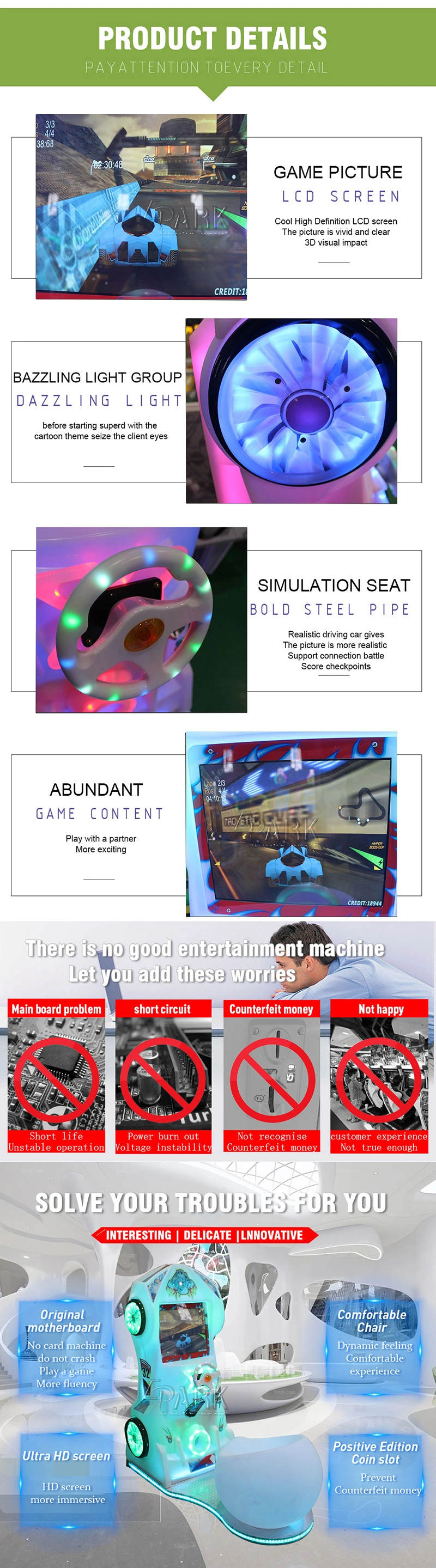 Amusement Arcade Games Magic Car with Seat Racing Car Simulator Game Machine for Children