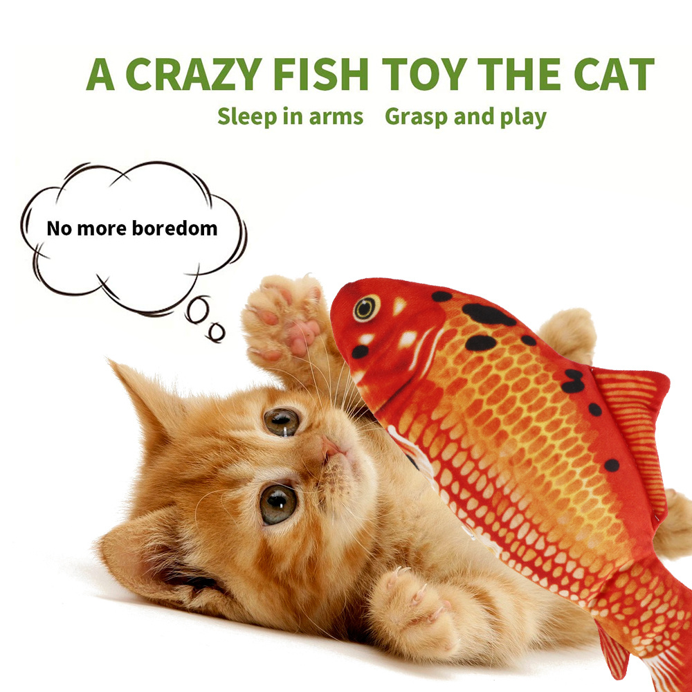 Cat Toy Simulation Creative 3D Fish Shape Cat Toy USB Electric Cat Toy