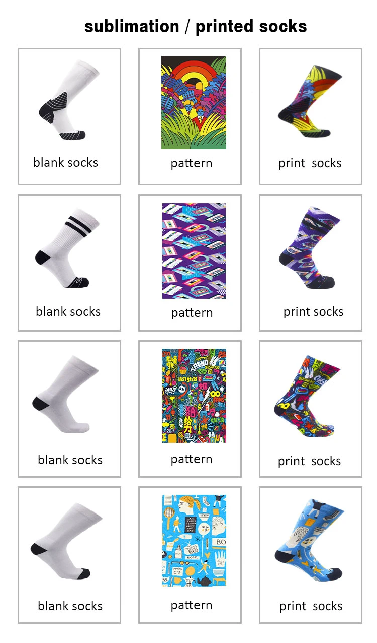 360 Degree Seamless Full Printing Bamboo Crew Socks 3D Print Sublimation Blank Sport Socks