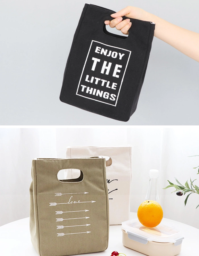 Durable Washable Canvas Lunch Bag Insulated Fruits Delivery Bag