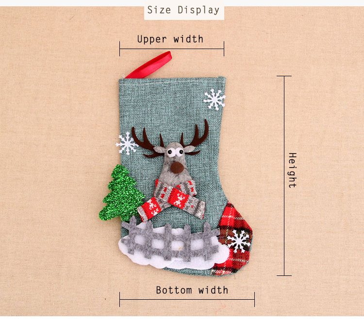 New Linen Medium Christmas Socks Santa Claus Christmas Decorations Christmas Gift Bag in Socks