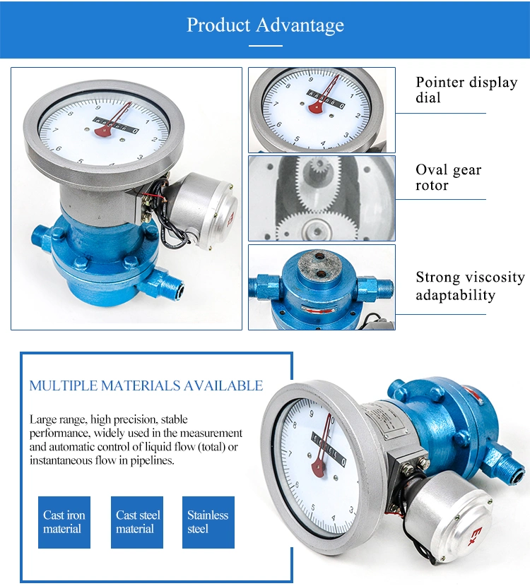 High Viscosity High Accuracy Flow Meter Stainless Steel Oval Gear Flow Meter with Digital Display