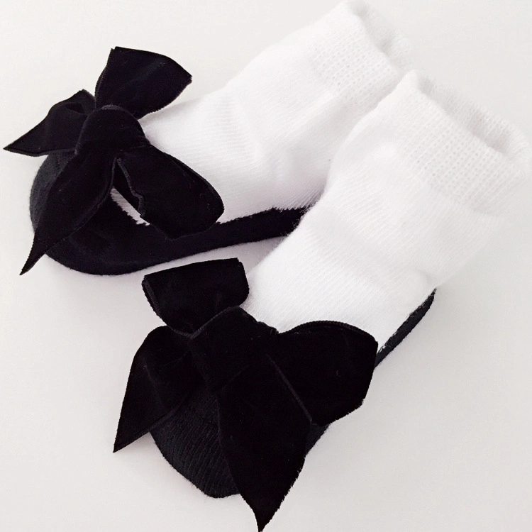 Suede Bow Baby Socks Fall and Winter Hot Style Cute Princess Socks Girls Socks Spring and Autumn European and Beautiful Baby Cot