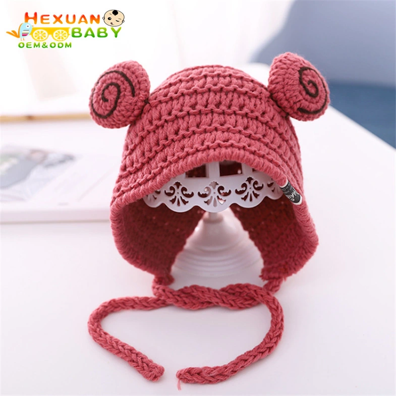 New Style Cute Kids Hats Baby Cartoon Bear Warm Winter Knitted Hat