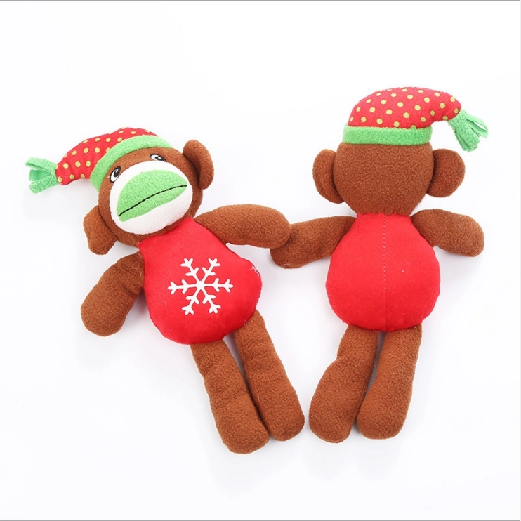 Pet Dog Toy Christmas Color Monkey Plush Toy Chew Sound Modeling Pet Supplies