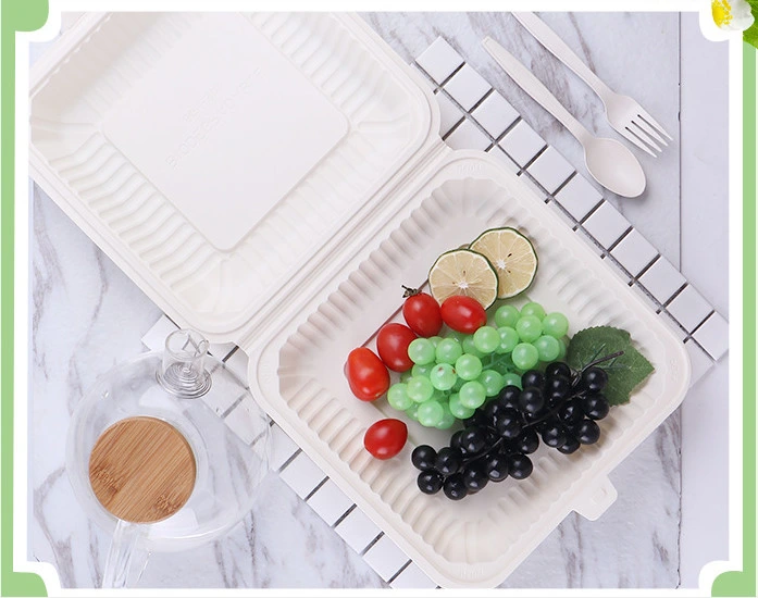 Corn Starch Lunch Box Clamshell 450ml Biodegradable Lunch Box Disposable Eco-Freindly Food Starch Lunch Container Composatable Takeaway Lunch Box