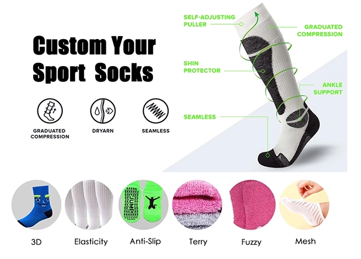 Cushioned Compression Basketball Mens Custom Elite Tennis Baseball Sport OEM 15-20-30 Mmhg Towel Socks
