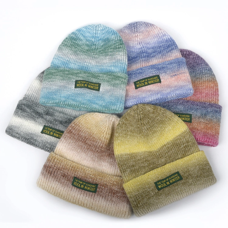 Multi-Color Winter Warm Wool Hat Tie Dye Beanie Hat