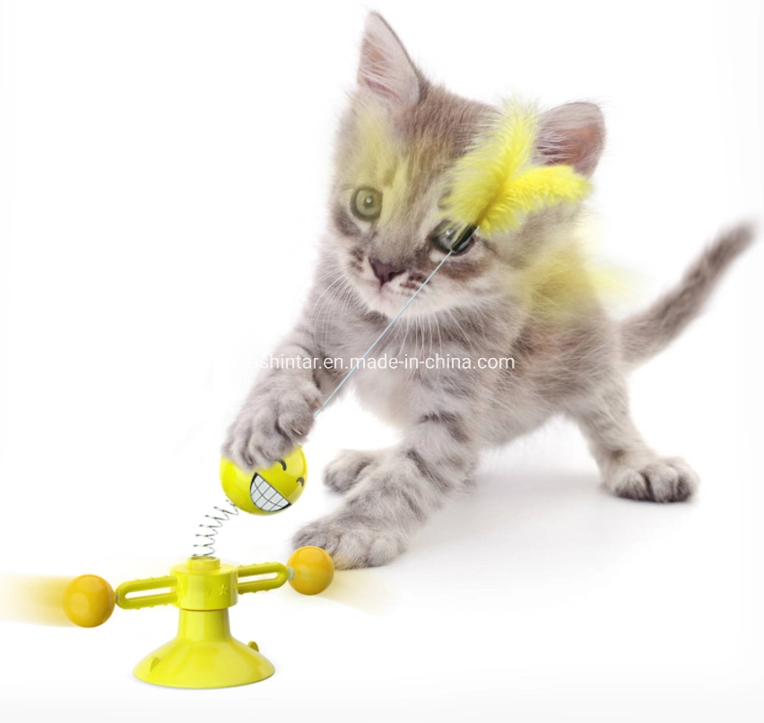 New Interactive Turntable Rotating Catnip Pet Toys Funny Spring Cat Teaser Toys with Suction Cup