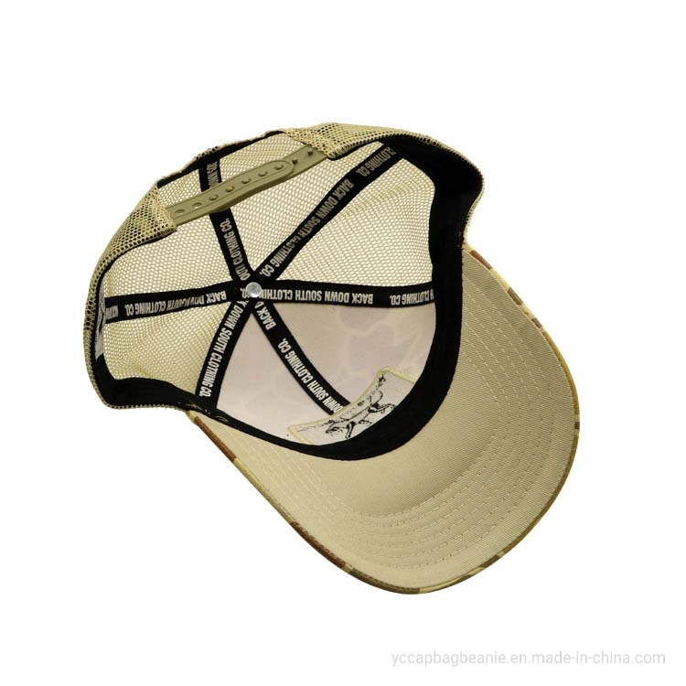 6 Panel 3D Badge Camo Outdoor Hunting Trucker Mesh Hat Cap