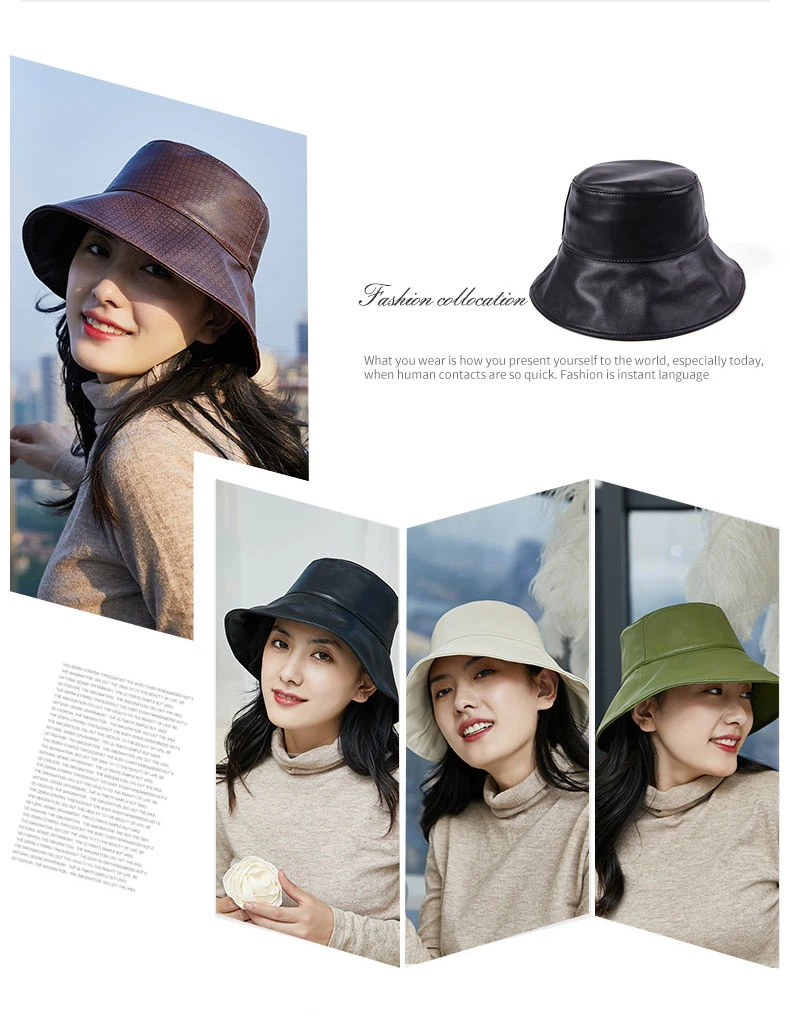 Black Sheepskin Fisherman Hat Female Sun Visor Hat Bucket Hat Sunscreen Cover Face Big Brim Cap