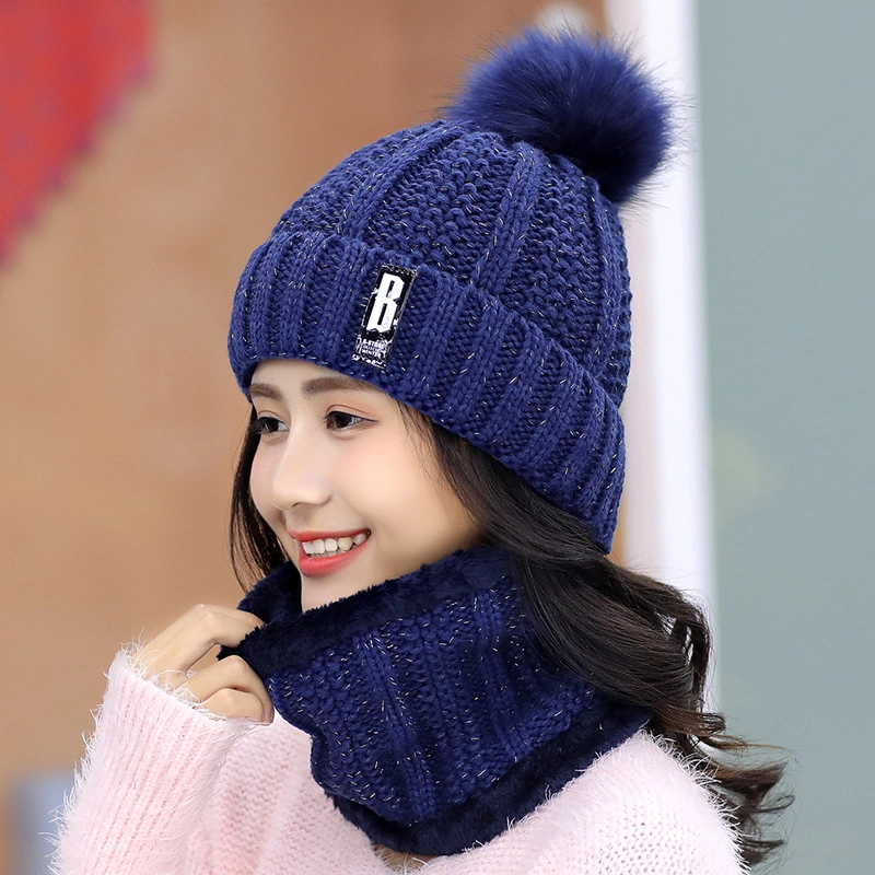 Hat Lady Winter Plus Plush Woolen Hat Ladies Autumn and Winter Knitting Hat Versatile Warmth