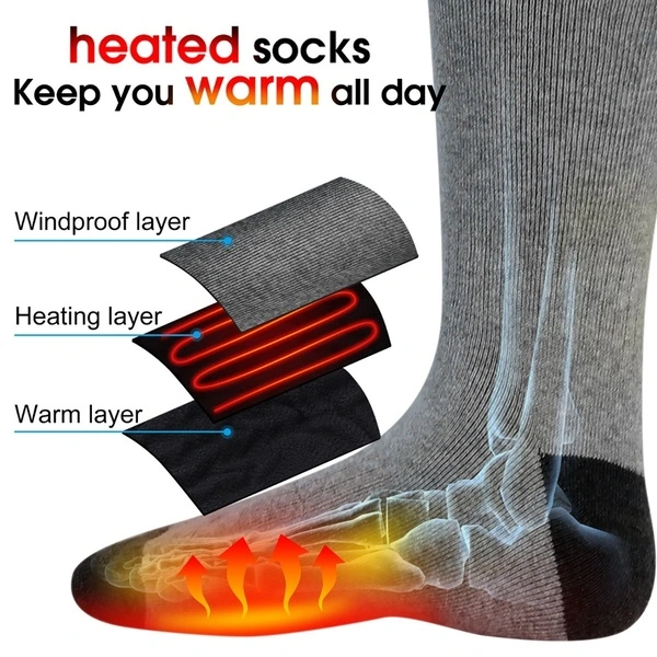 Electric Charging Battery Heated Cotton Socks Feet Thermal Winter Warmer Heater Foot Shoe Boot