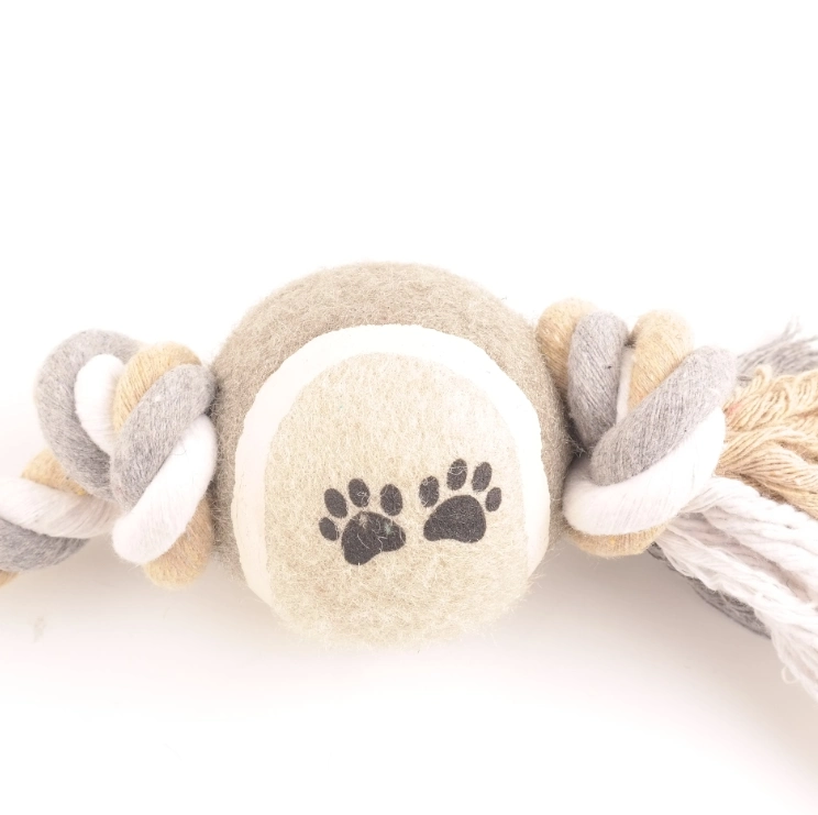 New Custom Interactive Pet Chew Tennis Ball Dog Rope Toy