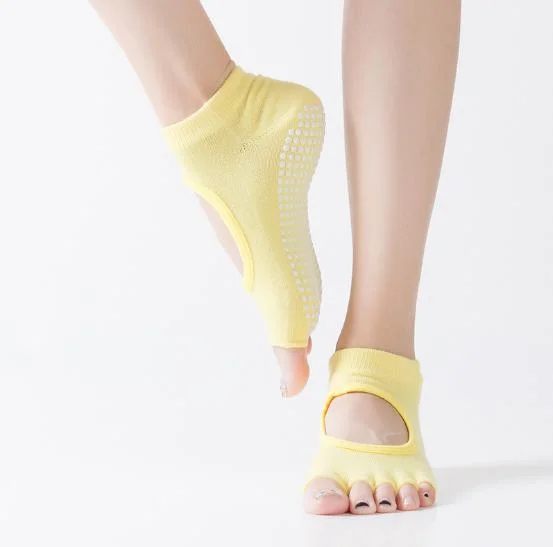 Colorful Five Fingers Gym Sports Toe Socks Anti Slip Women Yoga Socks