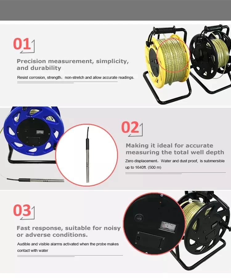 Flat Tape Water Level Meter with Submersible Probe