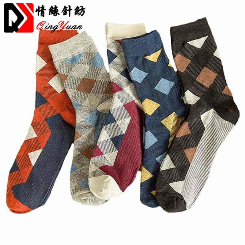 Mens Socks in Lot Classic British Diamond Colorful Summer Cotton Men Business Long Socks