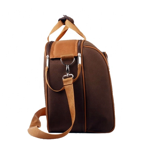 Shoulder Sling Handle Hold Picnic Backpack Cooler Bag with Dinnerware Pocket Aluminium Lunch Bag