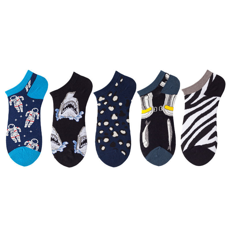 Low Cut Men Ankle Sock Series Men's 5-Pairs Cool Colorful Fancy Novelty Low Cut Ankle Sock