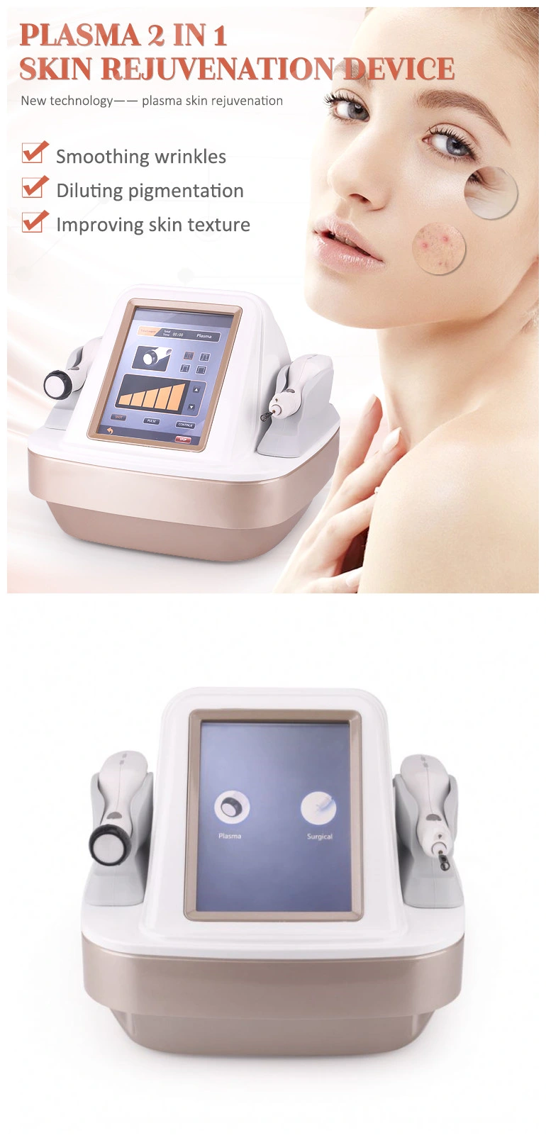 Black Color Plasma Shower&Ultrasound Shower 2 in 1 Plasma Skin Machine