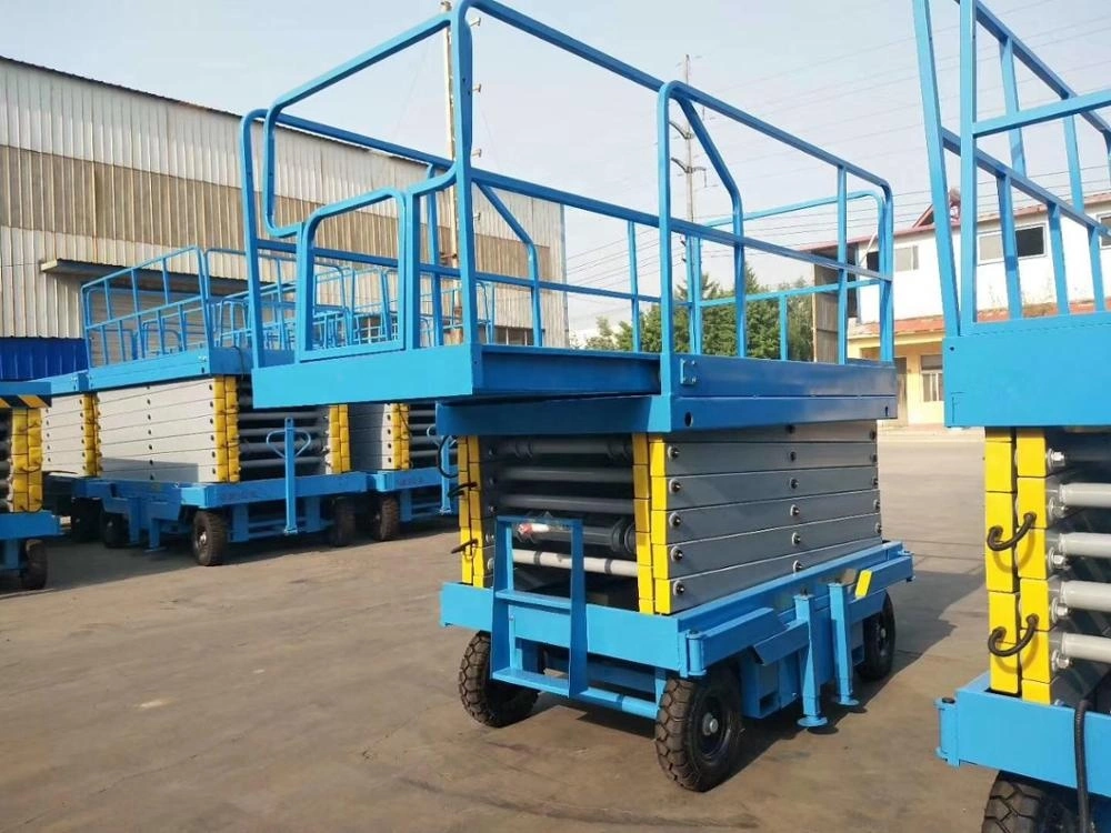 Qiyun Hydraulic Mobile Scissor Lift Table with Solid or Pneumatic Tyre