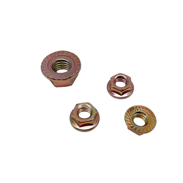 Yellow Zinc Plated Hex Flange Head Nuts DIN6923 / Flange Nuts