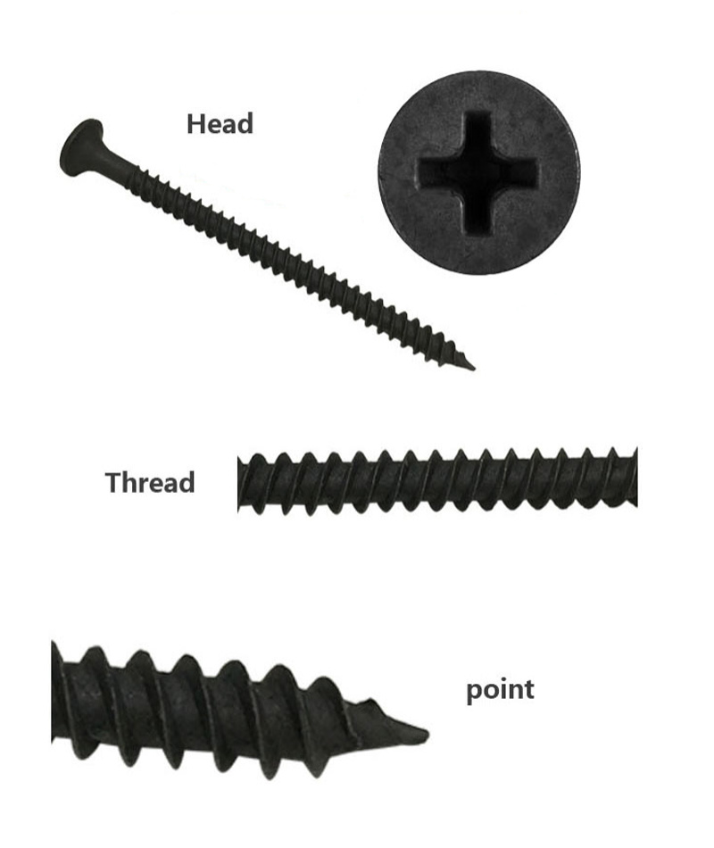 Bugle Head Fine Thread Drywall Screw Black Phosphated